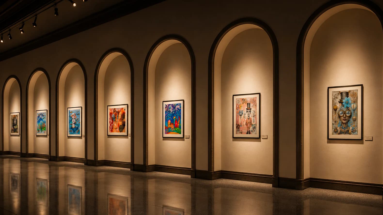 Opera mixed media in una galleria contemporanea
